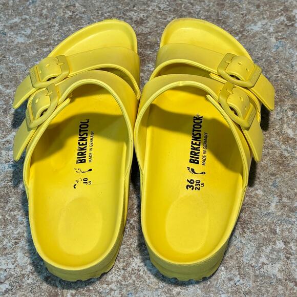 Birkenstock Arizona Essentials Yellow Lightweight Waterproof Slide Sandals 36/5 - Picture 7 of 7